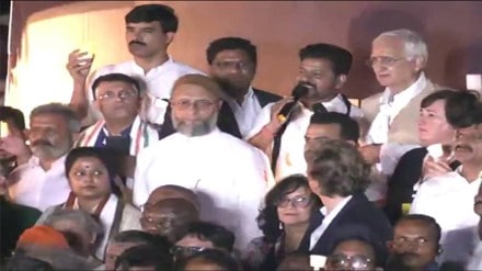 Revanth Reddy, Owaisi lead candlelight march Revanth Reddy, Owaisi lead candlelight march