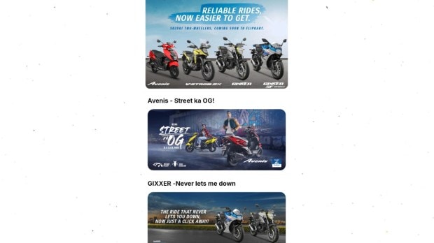 Suzuki two-wheelers on sale in Flipkart