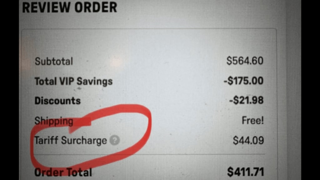 A customer paid 7.8% of the bill as a tariff surcharge while buying clothes from an American e-commerce website after Donald Trump's sweeping tariffs that have sent shockwaves across global markets. A customer paid 7.8% of the bill as a tariff surcharge while buying clothes from an American e-commerce website after Donald Trump's sweeping tariffs that have sent shockwaves across global markets.