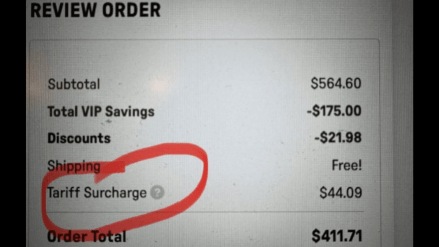 A customer paid 7.8% of the bill as a tariff surcharge while buying clothes from an American e-commerce website after Donald Trump's sweeping tariffs that have sent shockwaves across global markets.