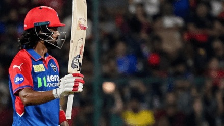 “This is my ground,” says Rahul after winning the match for DC in Chinnaswamy. “This is my ground,” says Rahul after winning the match for DC in Chinnaswamy.