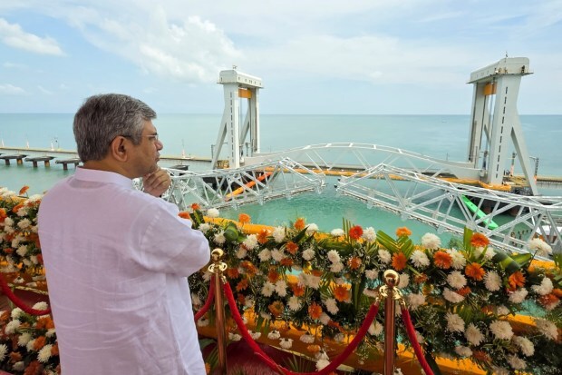 Rameswaram: Union Railway Minister Ashwini Vaishnaw attends the inauguration of the Pamban Bridge by Prime Minister Narendra Modi. (Image: PTI)