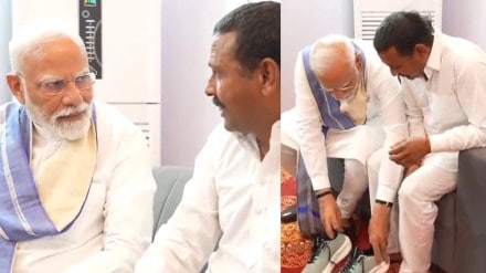 Man who walked barefoot for 14 years meets PM Modi, finally wears shoes | Watch