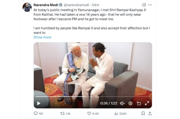 Man who walked barefoot for 14 years meets PM Modi, finally wears shoes