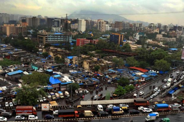 Heavy rains impact traffic flow on Eastern Express Highway.