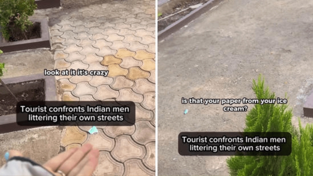 Foreigner schools Indian men on littering Foreigner schools Indian men on littering