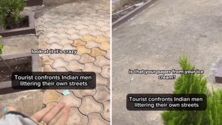 Foreigner schools Indian men on littering