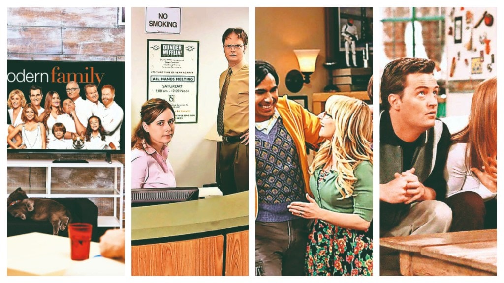 Screens shots of TV, The office still, The big bang theory and friends. (Image Source: FE) Screens shots of TV, The office still, The big bang theory and friends. (Image Source: FE)