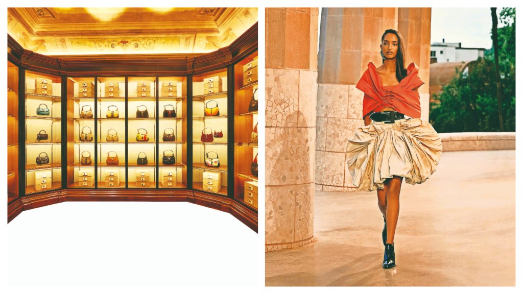 (Left) Gucci Archive in Palazzo Settimanni and (Right) 11 WOMEN CRUISE25 SHOW KEY LOOKS LVCOM (Image Source: Fe)