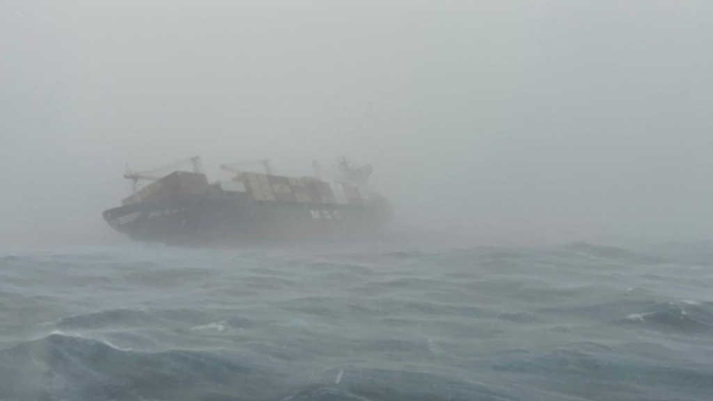 The vessel had 84.44 metric tonnes of diesel and 367.1 metric tonnes of furnace oil in its tanks as well as containers carrying hazardous materials (Photo: Indian Coast Guard/X) The vessel had 84.44 metric tonnes of diesel and 367.1 metric tonnes of furnace oil in its tanks as well as containers carrying hazardous materials (Photo: Indian Coast Guard/X)