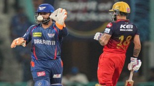 Lucknow Super Giants' captain Rishabh Pant and Royal Challengers Bengaluru's batter Virat Kohli during the Indian Premier League (IPL) 2025 match between Lucknow Super Giants and Royal Challengers Bengaluru, at Bharat Ratna Shri Atal Bihari Vajpayee Cricket Stadium, in Lucknow, Tuesday, May 27, 2025. (PTI Photo/Kamal Kishore