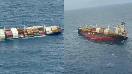 cargo ship vessel sinks, Liberian cargo ship, cargo ship tilts, kerala oil spill risk, Indian Navy ship Sujata, marine fuel, Defence PRO, INS Sujata, environmental damage, Marine Gas Oil, Sulphur Fuel Oil, Indian Navy, Coast guard, Kerala coast, Kerala State Disaster Management Authority, KSDMA, MSC Elsa 3, India News