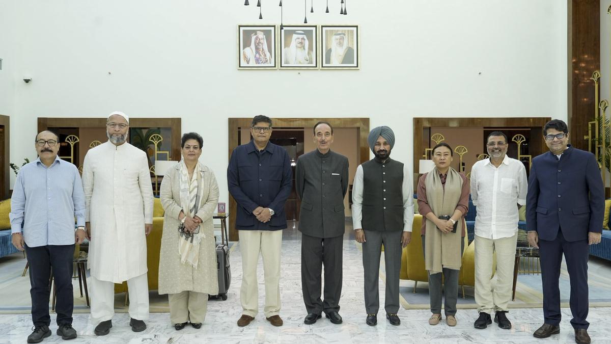 A multi-party delegation led by BJP MP Baijayant Panda upon its arrival in Bahrain. (Image Source: PTI)