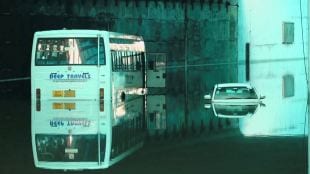 Vehicles partially submerged following rains, at an underpass at Delhi Cantt area on Sunday