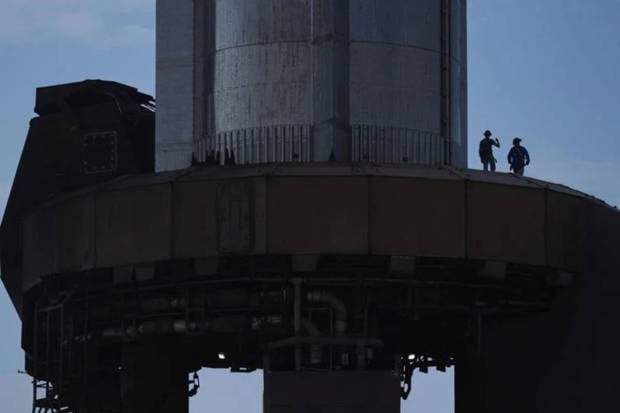 SpaceX's mega rocket Starship is prepared for a text flight from Starbase, Texas. (Photo source: AP)
