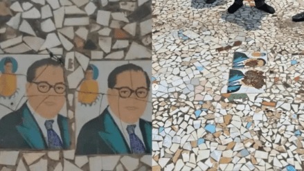 Police have arrested the security guard of a hospital, who first installed and later destroyed tiles bearing images of Dr Ambedkar and Lord Buddha to stoke communal tensions.
