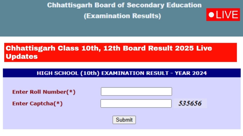 Chhattisgarh CG 10th, 12th Board Result 2025 at cgbse.nic.in Live Updates