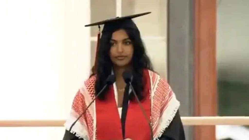 MIT bans India-American student Megha Vemuri from graduation ceremony, after pro-Palestine speech. (Image Source: Youtube/MIT) MIT bans India-American student Megha Vemuri from graduation ceremony, after pro-Palestine speech. (Image Source: Youtube/MIT)