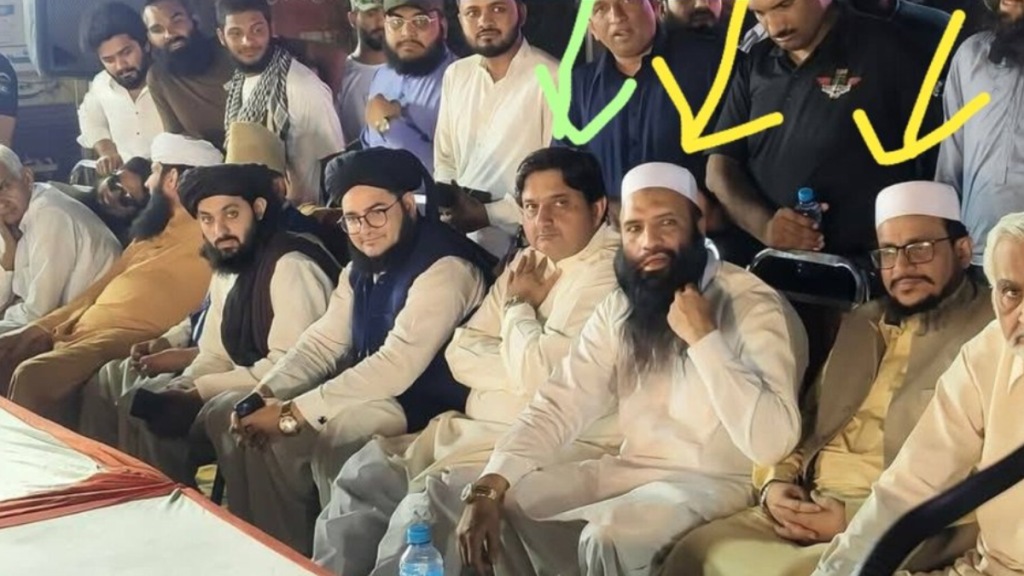 The picture showing two terrorists seated with the Speaker of Pakistan’s Punjab Assembly was taken in Kasur on May 28. The picture showing two terrorists seated with the Speaker of Pakistan’s Punjab Assembly was taken in Kasur on May 28.