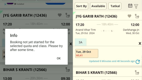 The social media user, Sonu Nigam Singh, said that window for Tatkal ticket booking went from “booking not started yet” to a waiting list of 41 in three minutes.