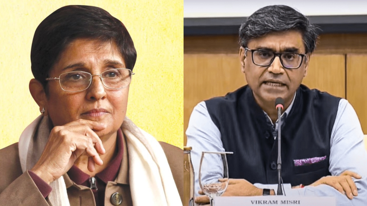 Kiran Bedi then described Vikram Misri’s life, stating he rose from “ashes to authority” not through “protests or revenge”, but with “books, belief and backbone”. 