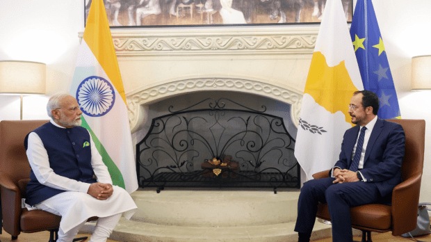 Prime Minister Narendra Modi on Sunday received a heartfelt and warm welcome from the Indian diaspora in Limassol, as he arrived in Cyprus as part of his three-nation tour. Both leaders are also expected to exchange views on global and regional developments, including maritime security and the situation in West Asia. The Cyprus visit is significant for multiple strategic, diplomatic, geopolitical reasons reflecting the growing importance of Cyprus in India's broader regional and global outlook. (Photo Source - ANI)