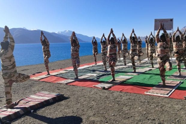 At BOPs Dhan Singh Thapa & Chartse (24 Bn, Leh), located at 14,100–14,200 ft, the spirit of wellness echoed across the heights. (Image: X)