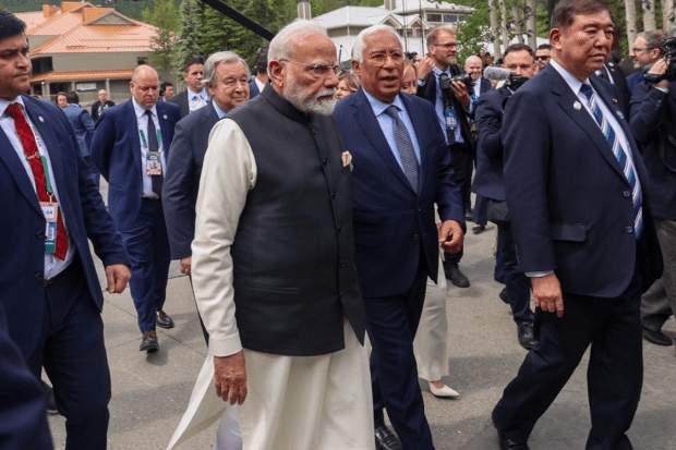 PM Modi with Mr António Costa, President of the European Council at the sidleines of the 51st G7 Summit in Canada (Photo Source - X)