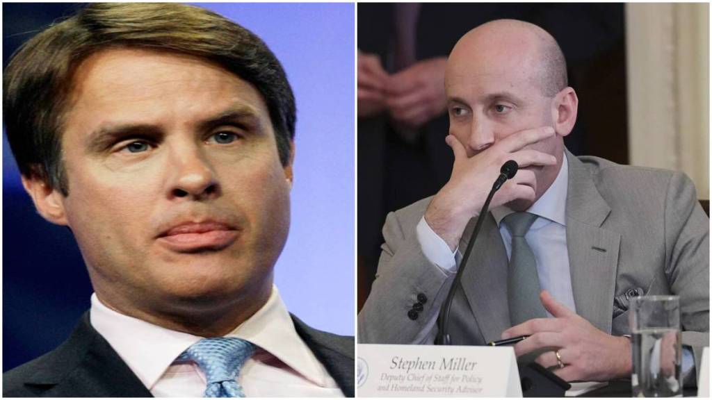 Veteran journalist Terry Moran and White House Deputy Chief of Staff Stephen Miller. (Photo source: AP) Veteran journalist Terry Moran and White House Deputy Chief of Staff Stephen Miller. (Photo source: AP)