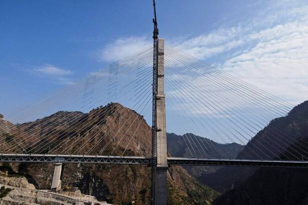 PM Modi inaugurated the Anji bridge, India's first cable-stayed rail bridge. (Photo source: PTI)