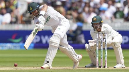 On day four of the World Test Championship final at Lord's, South Africa's Aiden Markram is at the crease, batting against Australia. (Image Source: AP)