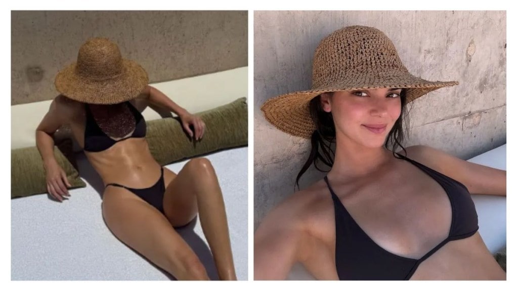 In another photo, the “Kardashians” star dipped her feet into a glistening pool framed by natural rock formations. In another photo, the “Kardashians” star dipped her feet into a glistening pool framed by natural rock formations.