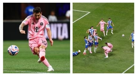 Positioned centrally at the edge of the ‘D’, Messi had the entire goal to aim at.