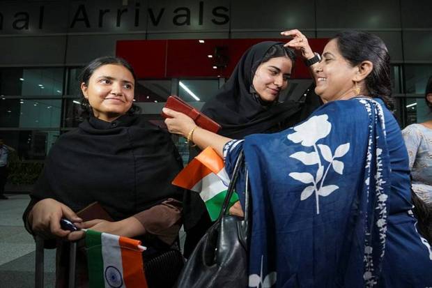 Emotional reunions were seen at the airport as students recalled horrifying scenes of the missile strikes and bombings in Tehran. (Photo source: PTI)