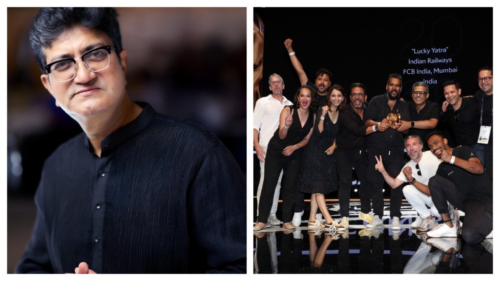 Prasoon Joshi (Left), The FCB India team celebrating with their Gold metal at Cannes Lions 2025. (Image Source: Fe)