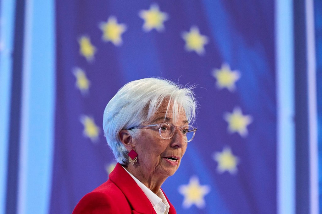 President of the European Central Bank Christine Lagarde attends a press conference in Germany on June 5