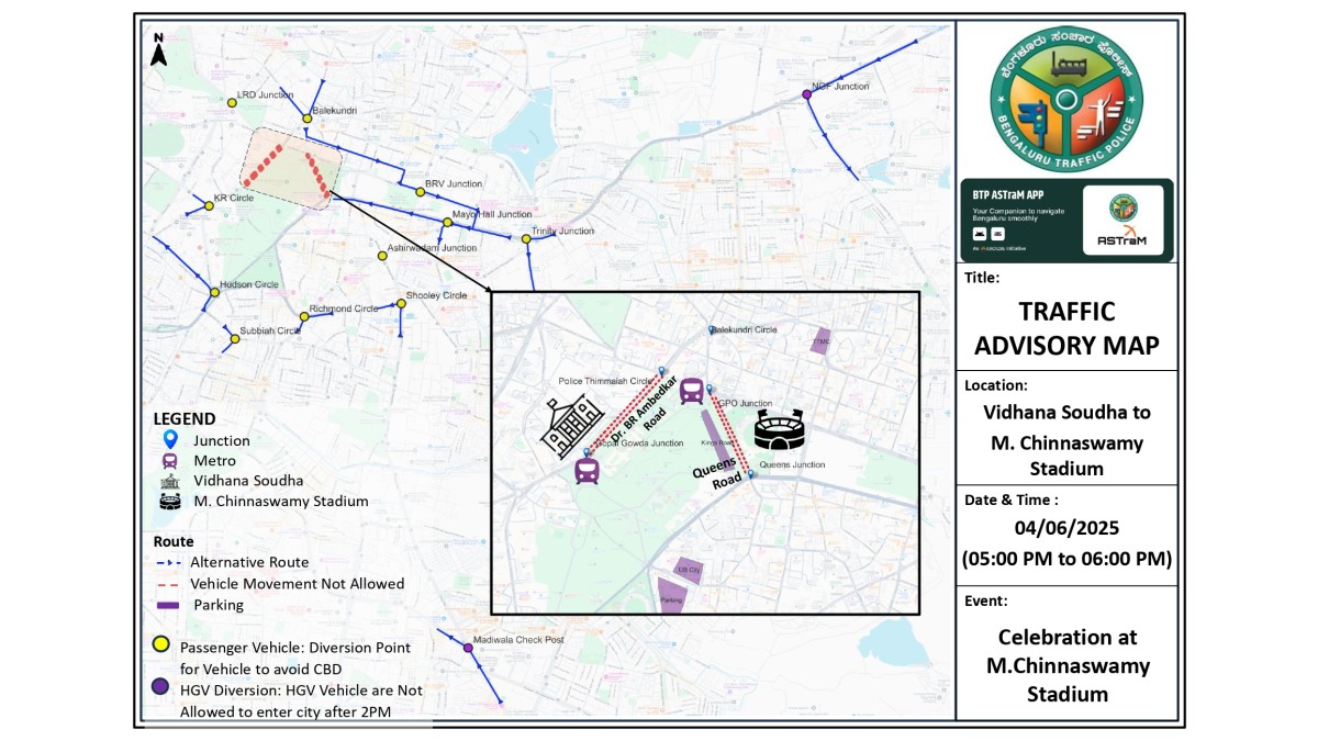 RCB victory parade: Bengaluru police issue traffic advisory on affected routes