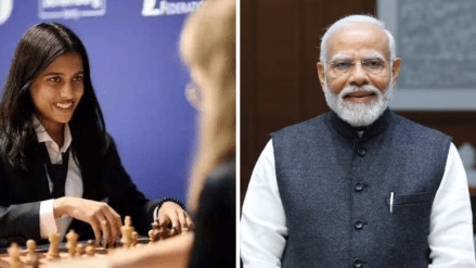 Prime Minister Narendra Modi on Thursday praised Indian chess star Divya Deshmukh for her remarkable victory over World No. 1 Hou Yifan in the second leg of the Blitz semifinal at the World Team Blitz Championships in London, calling her performance an inspiration for young athletes across India. Prime Minister Narendra Modi on Thursday praised Indian chess star Divya Deshmukh for her remarkable victory over World No. 1 Hou Yifan in the second leg of the Blitz semifinal at the World Team Blitz Championships in London, calling her performance an inspiration for young athletes across India.