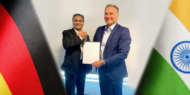 Reliance Group Founder & Chairman, Anil Ambani along with Helmut Rauch, CEO, Diehl Defence of Germany on the occasion of signing of strategic cooperation agreement.