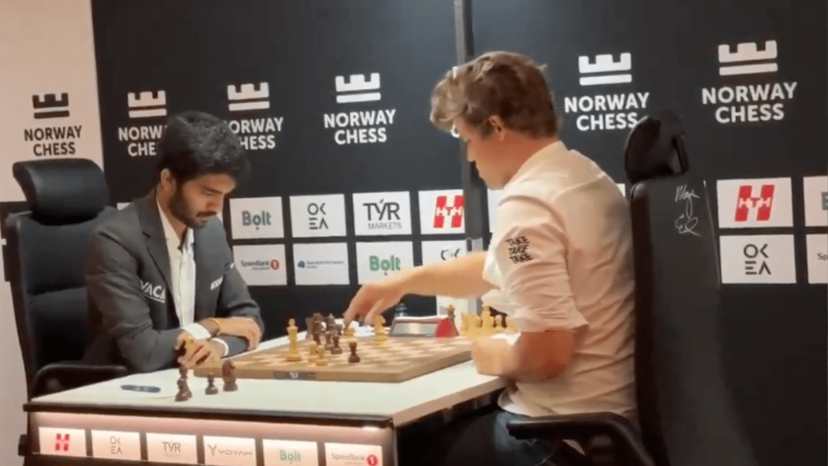 Gukesh D defeated Magnus Carlsen at Norway Chess 2025. With this he became only the second Indian to beat World No. 1 in the tournament’s history, after Rameshbabu Praggnanandhaa. Gukesh D defeated Magnus Carlsen at Norway Chess 2025. With this he became only the second Indian to beat World No. 1 in the tournament’s history, after Rameshbabu Praggnanandhaa.