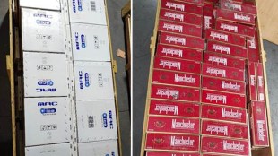 Officials seize over 92 lakh illegally-smuggled foreign cigarettes in Chennai (Photo via PIB)
