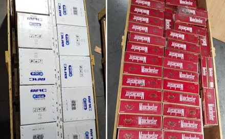 Officials seize over 92 lakh illegally-smuggled foreign cigarettes in Chennai (Photo via PIB) Officials seize over 92 lakh illegally-smuggled foreign cigarettes in Chennai (Photo via PIB)