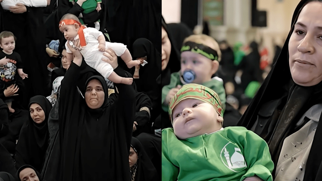 The video is from the Hosseini Infants Ceremony, an annual ritual held on the first Friday of the Islamic month of Muharram. The video is from the Hosseini Infants Ceremony, an annual ritual held on the first Friday of the Islamic month of Muharram.