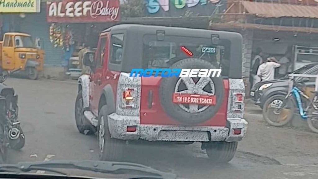 The test mule of the Thar 3-door was semi-cladded | Image: Motor Beam