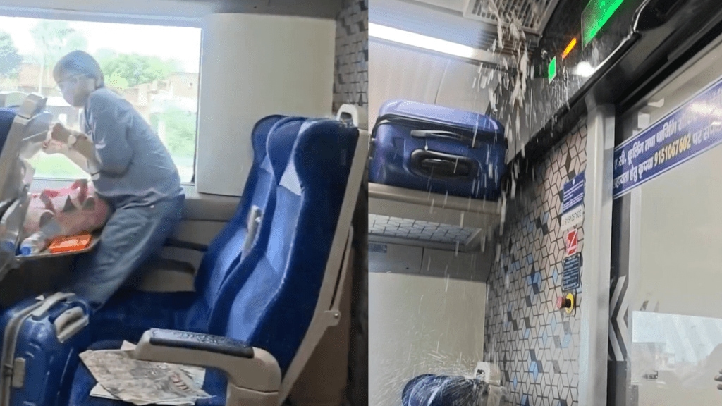 A passenger on the Vande Bharat train shared the now-viral video on X, stating that the air conditioning wasn’t working and that “all the passengers were sweating like hell”.