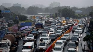 Vehicles stuck in a traffic jam on Western Express Highway following rain in Mumbai (Photo: ANI)