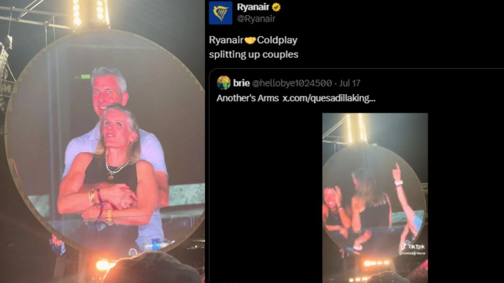 ‘Splitting up couples’: Ryanair chimes in on ‘Coldplaygate’, posts on X… ‘Splitting up couples’: Ryanair chimes in on ‘Coldplaygate’, posts on X…