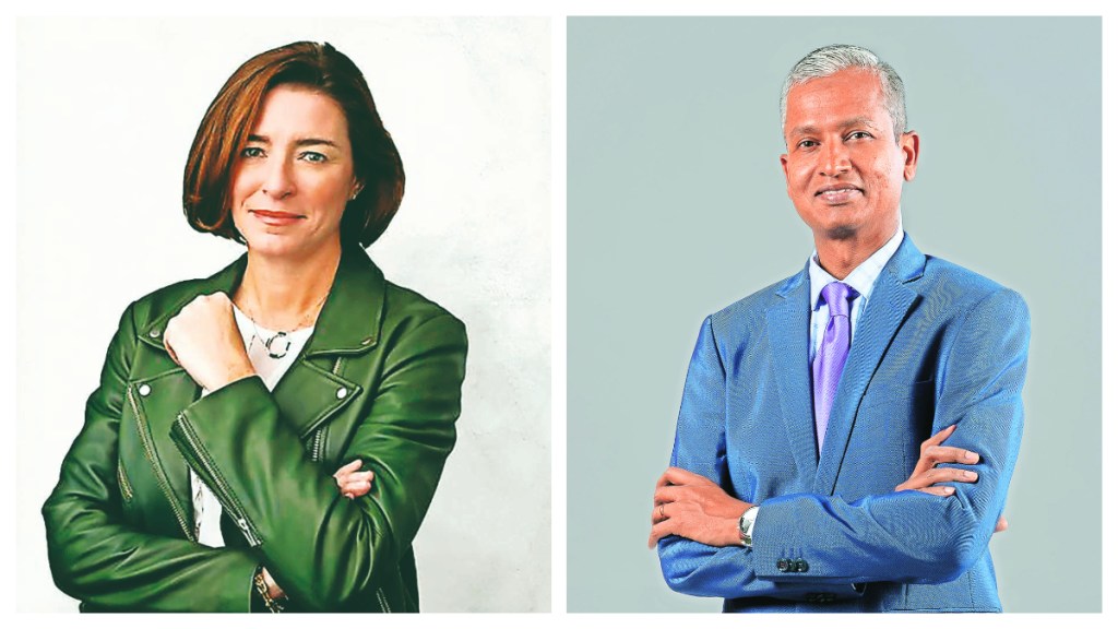 Una Pulizzi, Global Head, Corporate Affairs, Kyndryl, and Lingraju Sawkar, president, Kyndryl India. (Image Source: Fe)