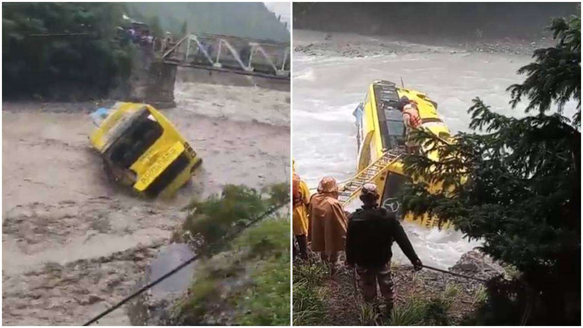 ITBP bus plunges into Sindh river ITBP bus plunges into Sindh river