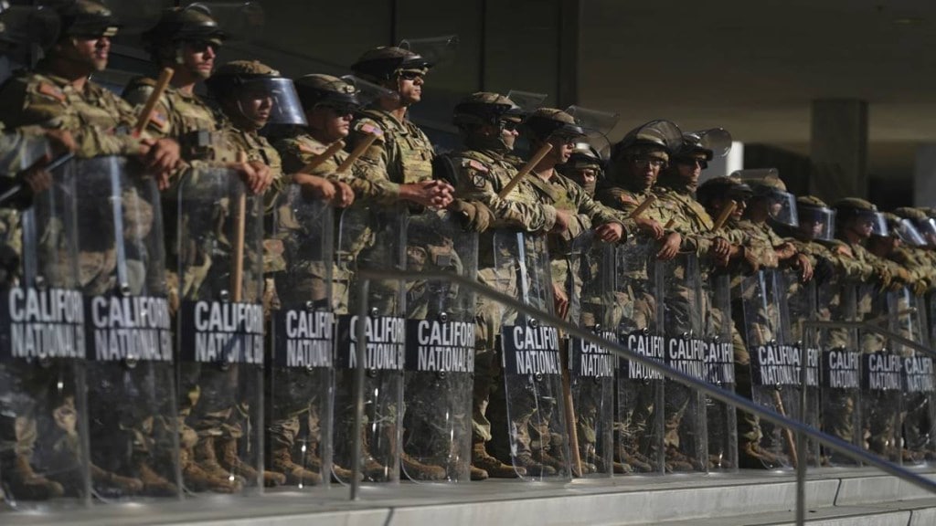 California National Guard are positioned at the Federal Building, June 10, 2025 in downtown Los Angeles. (Photo source: AP) California National Guard are positioned at the Federal Building, June 10, 2025 in downtown Los Angeles. (Photo source: AP)